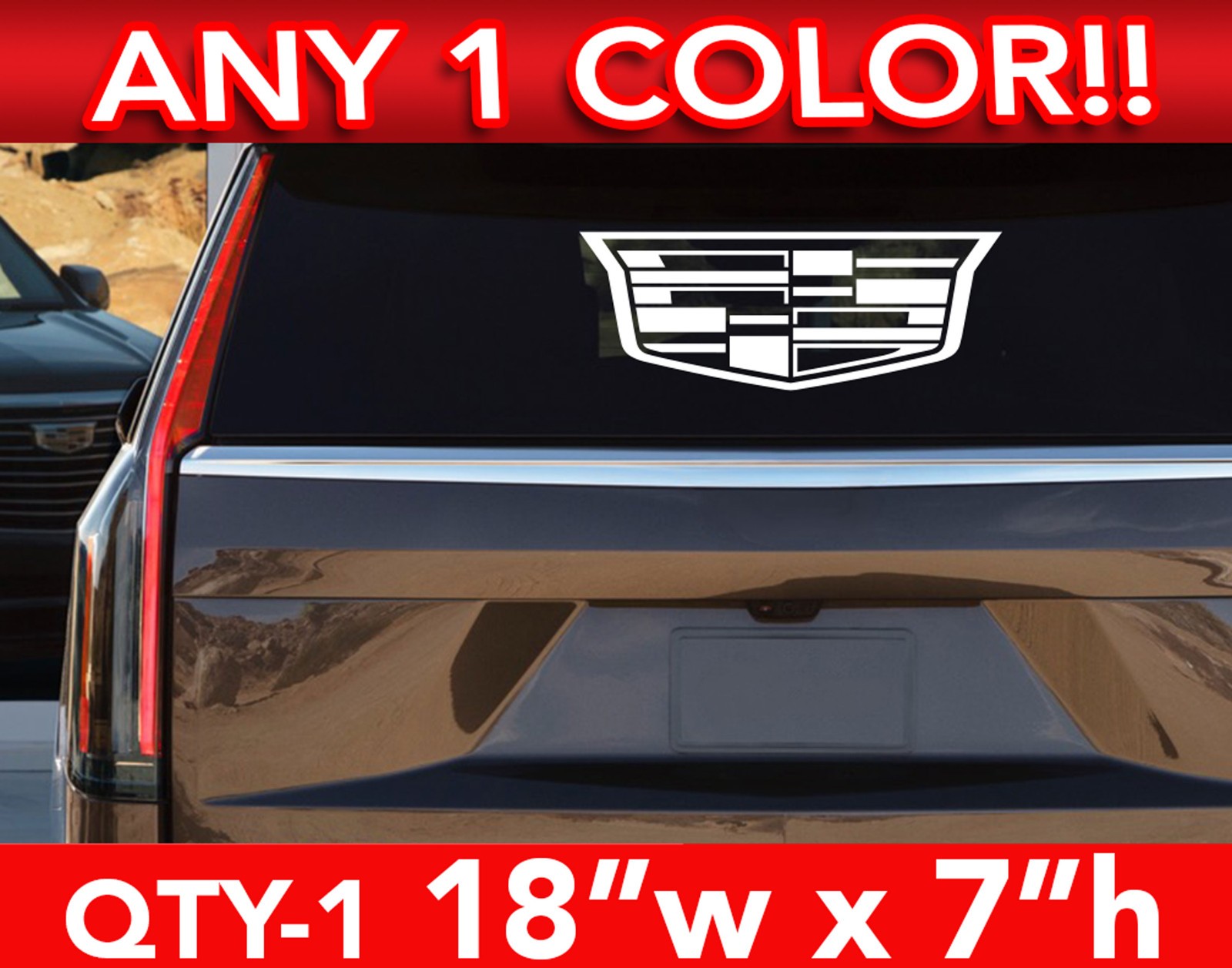 CADILLAC ESCALADE MODERN LOGO CT5 CT4 XT6 DECAL STICKER 18″w x 7″ ANY 1 Color