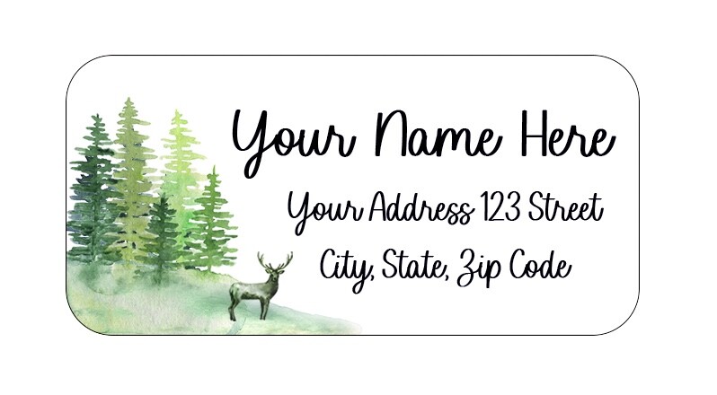 48 Personalized Deer in Forest Return Address Labels Stickers 1 x 2.125″ A135