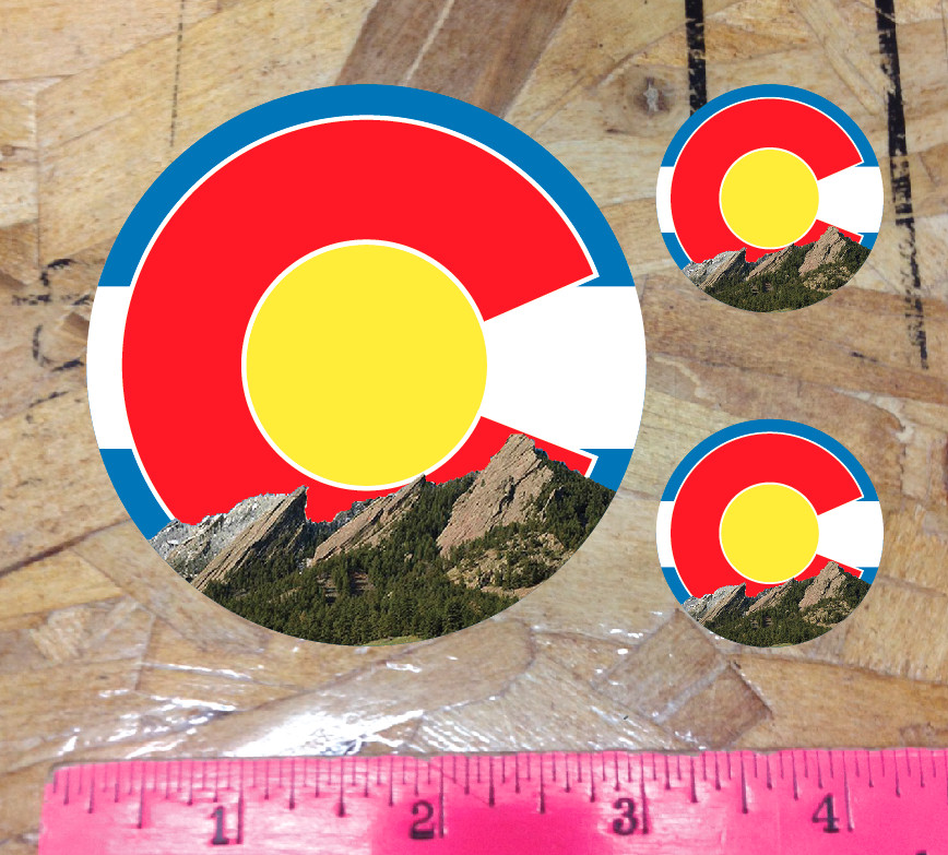 Colorado Flag Flat Irons Front Range Boulder Vinyl Decal Sticker 3.5″ – 3 for 1