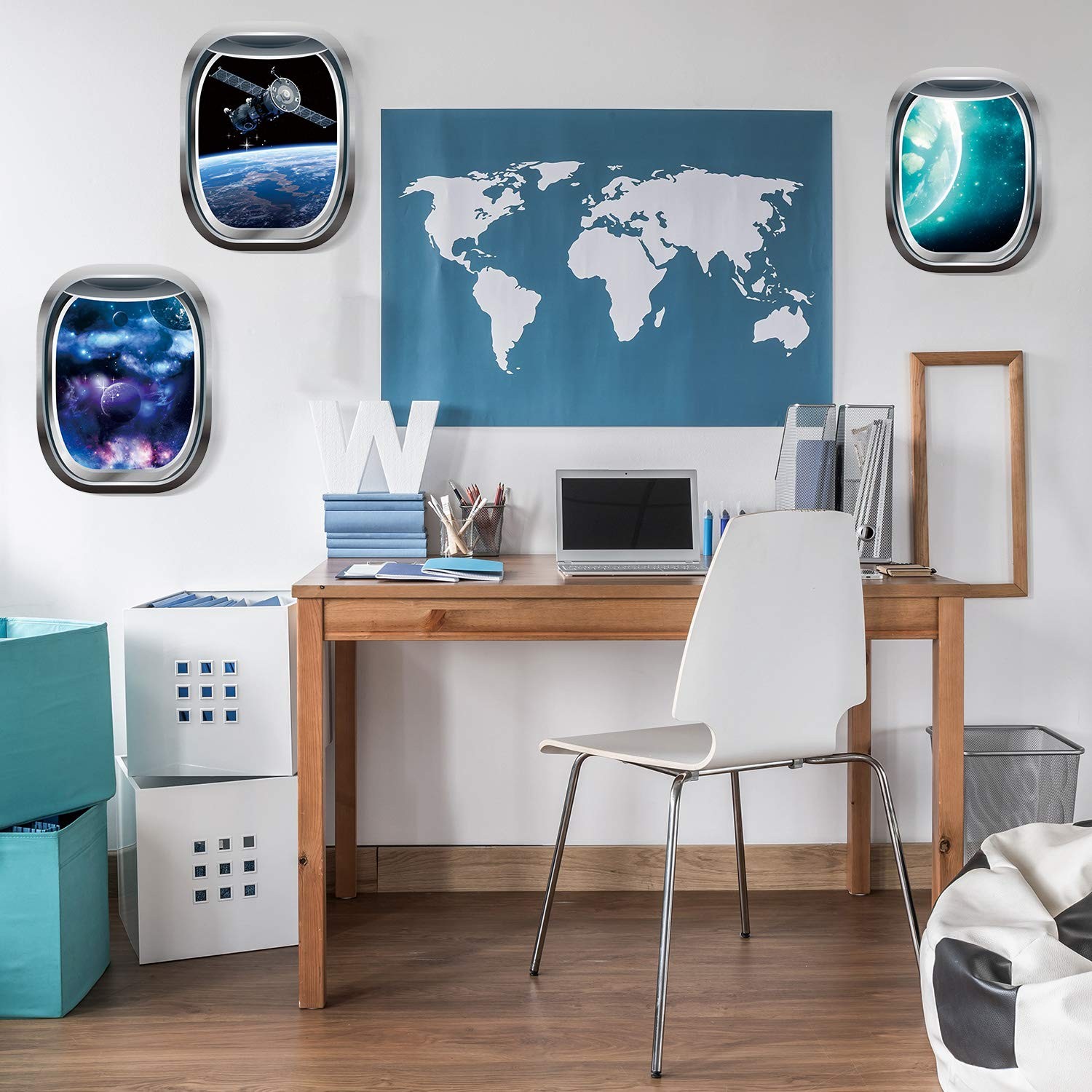 6 Pieces 3D Space Wall Decals Galaxy Window Stickers for Back to Classroom Wa…