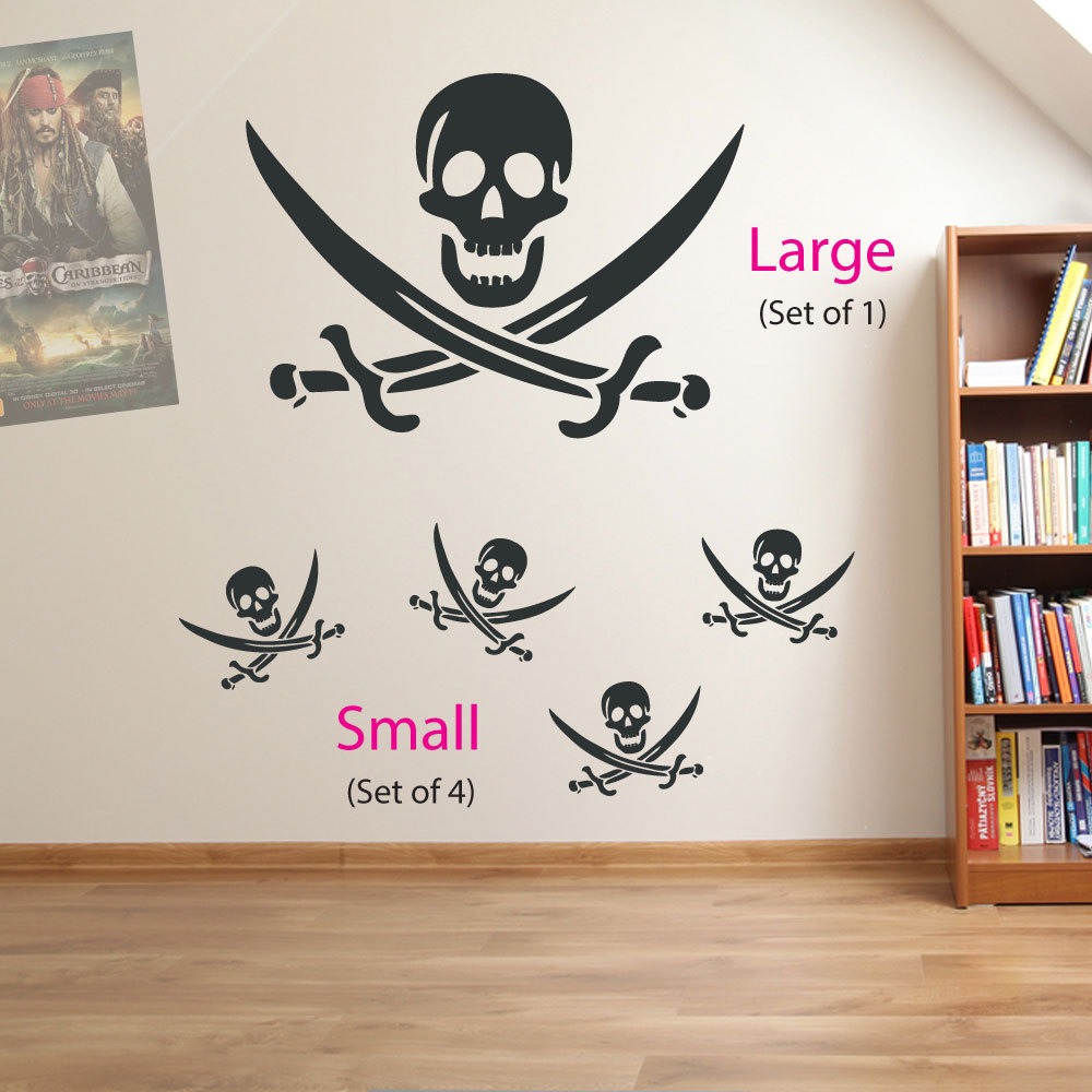 Skull and Cross Bones Pirates Swords Skulls Kids Wall Stickers Decal Decor A19
