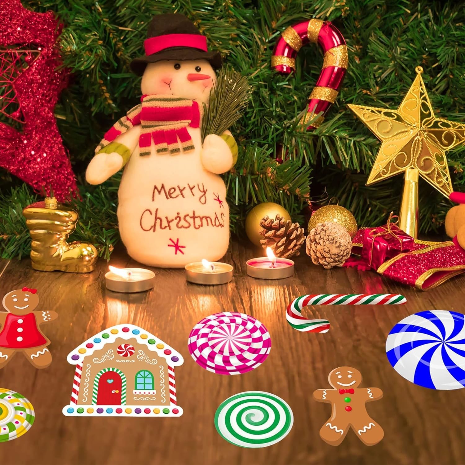Easy-to-Apply 57PCS Peppermint Wall and Floor Decals for Kids’ Christmas Fun
