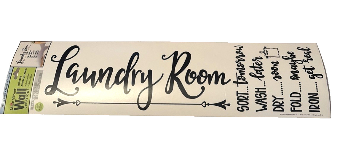Main Street Wall Stickers Laundry Room Sort Wash Dry Fold Iron Removable Decals