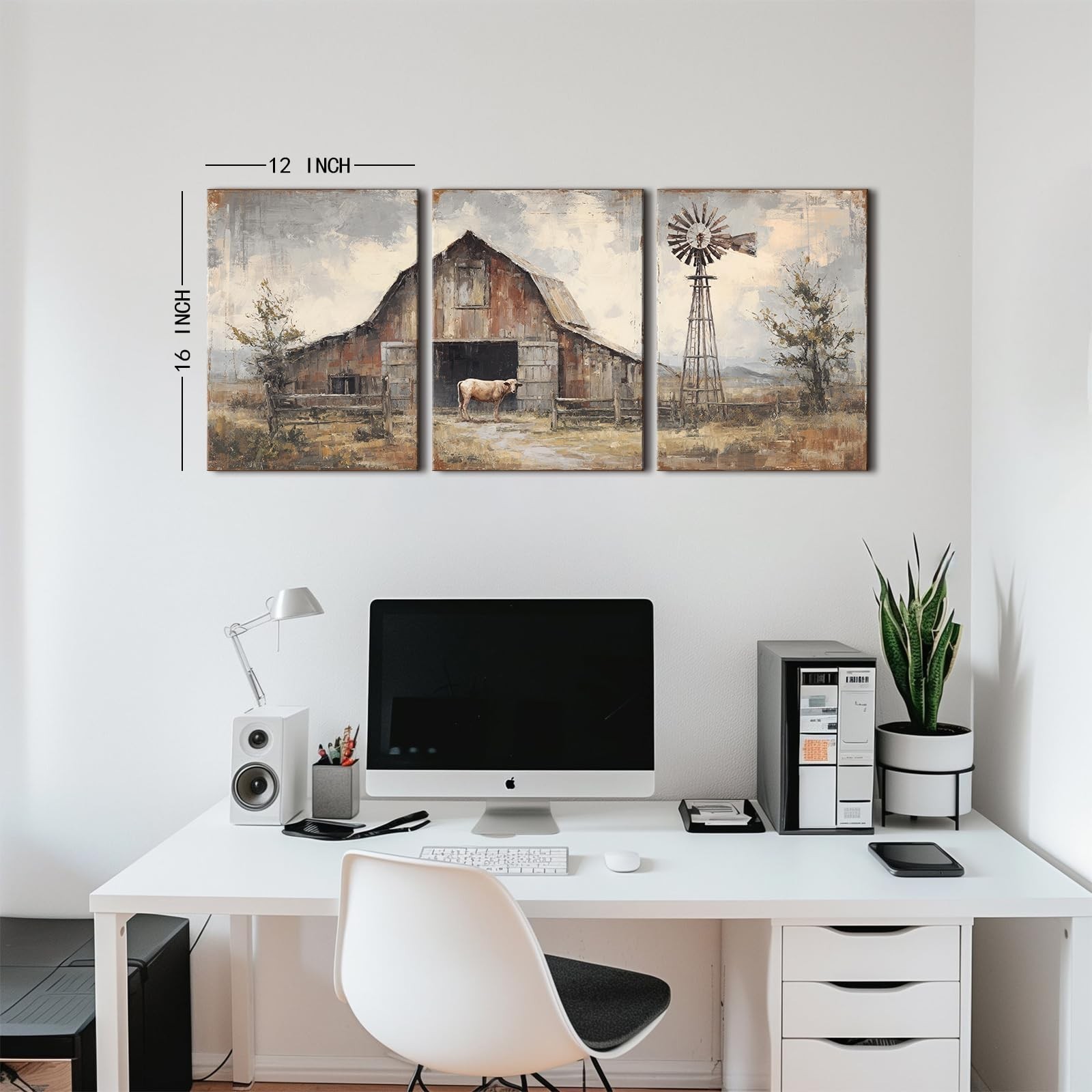 Vintage Farmhouse Wall Art Rustic Barn Pictures Wall Decor for Living Room We…