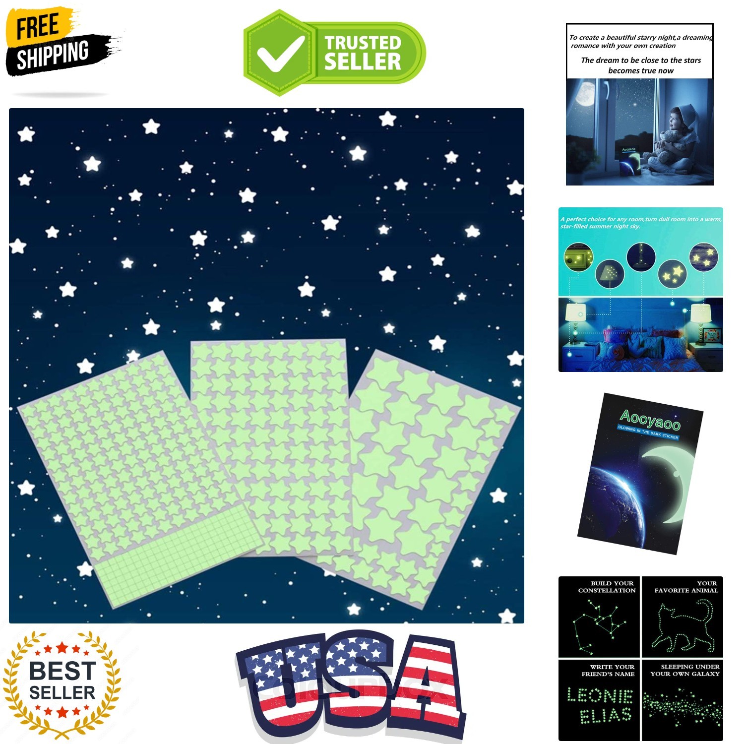 Glow in The Dark Stars Wall Stickers, 3D Glowing Stars for Ceiling and Wall D…