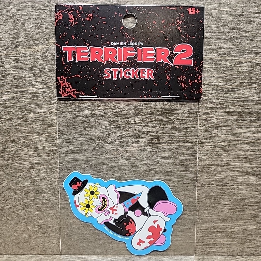 Cute Art The Clown w/ Knife Flower Glasses Sticker From Terrifier 2 Horror Movie