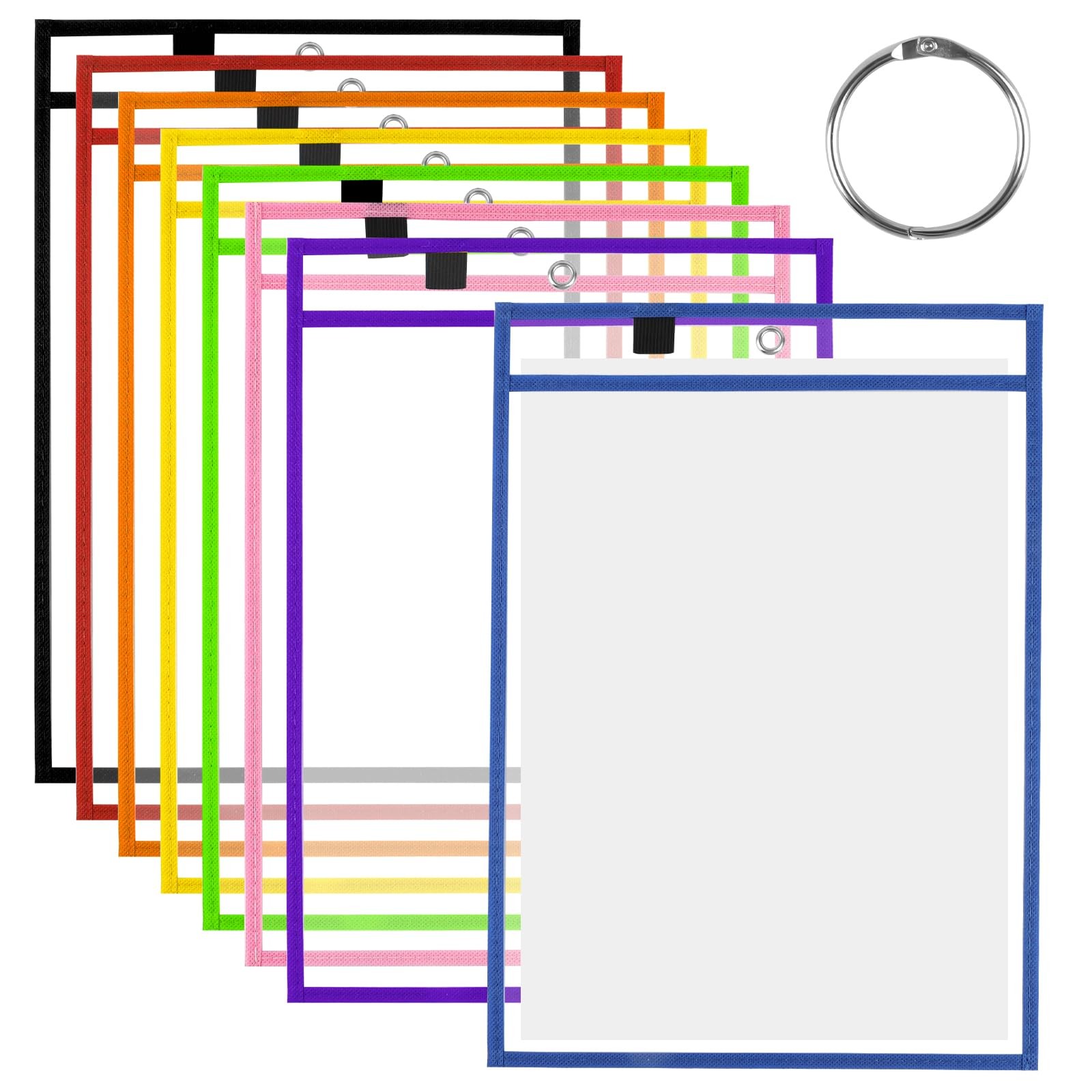 Dry Erase Pocket Sleeves mixed Colors School Classroom Organizer 8 Pcs