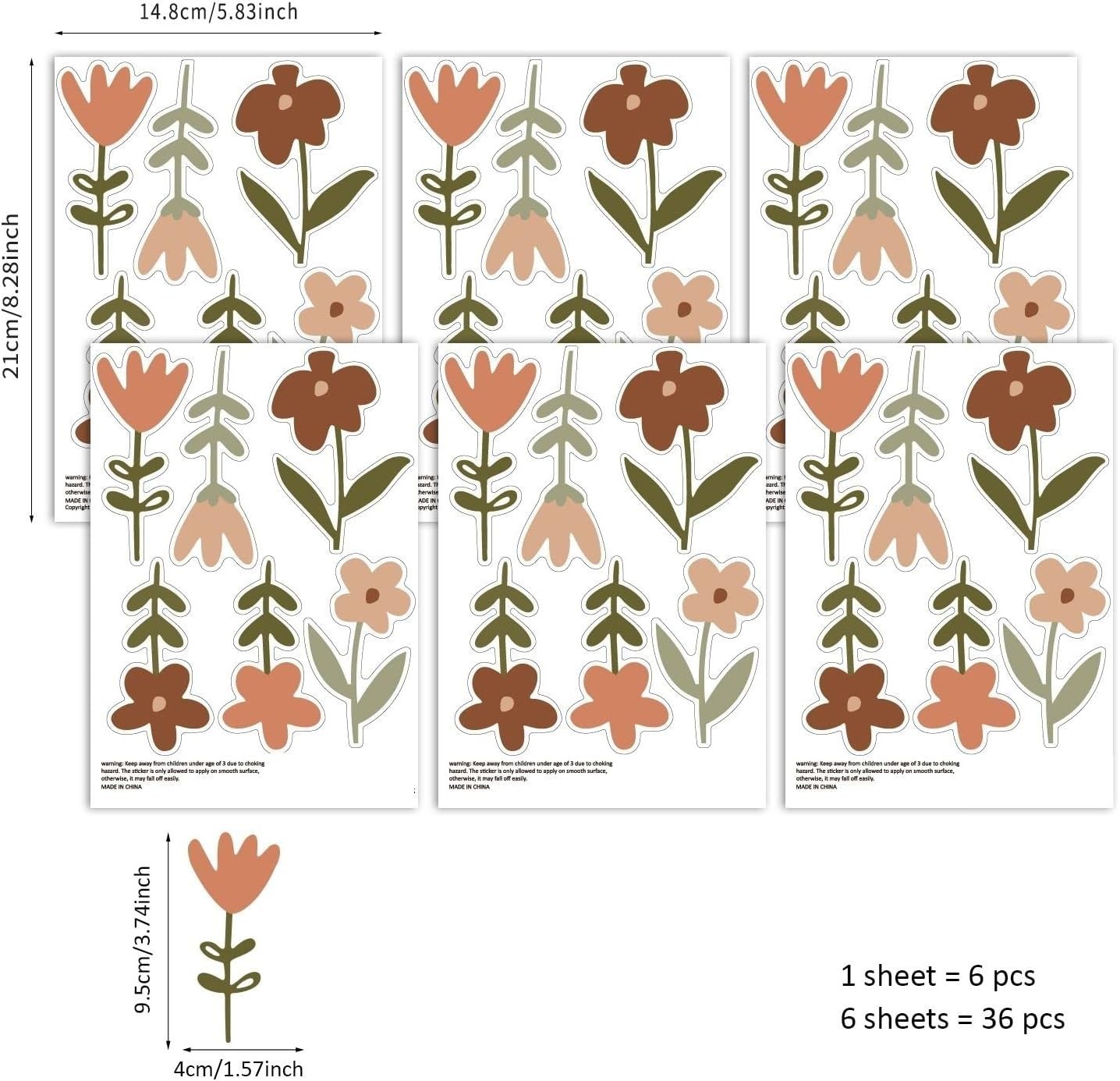 Decorative Removable Wall Decals – Bohemian Floral Stickers for Kids Spaces
