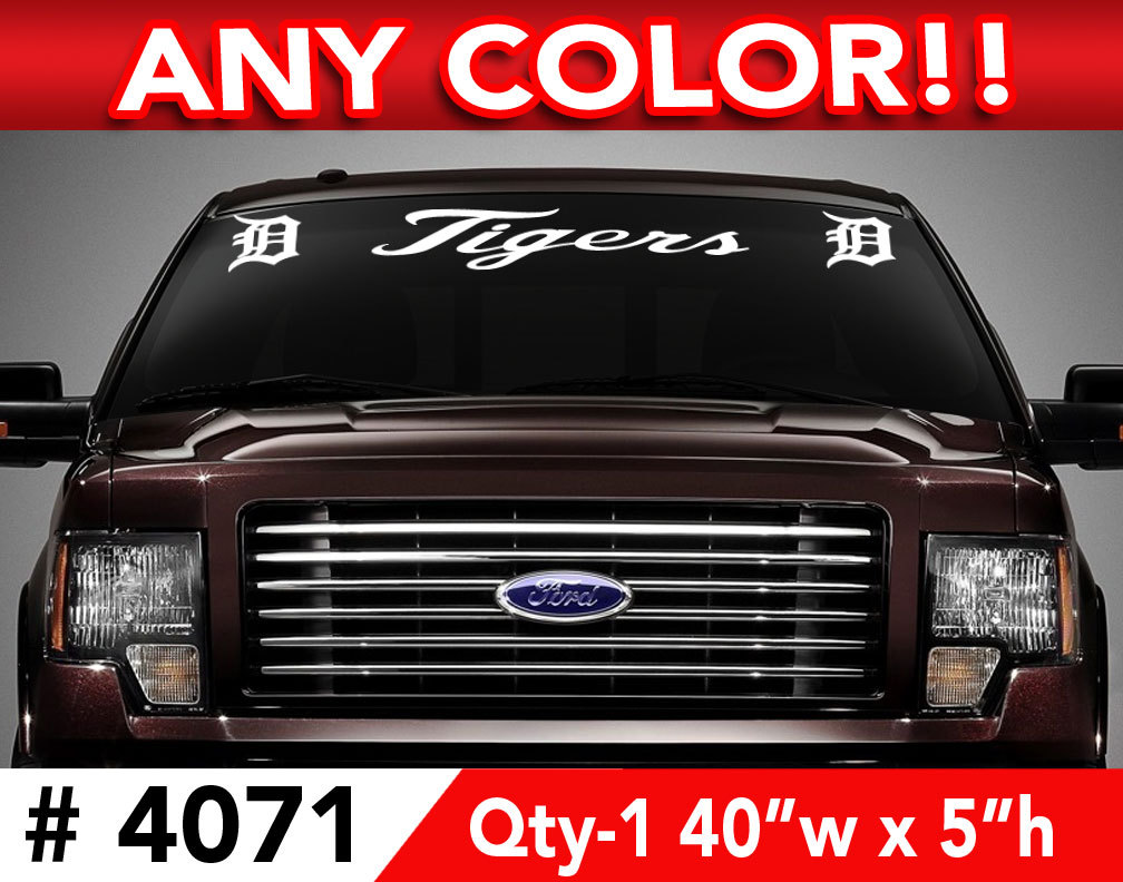Detroit Tigers “Tigers” Windshield Vinyl Decal Sticker 40″ x 5″ Any 1 Color