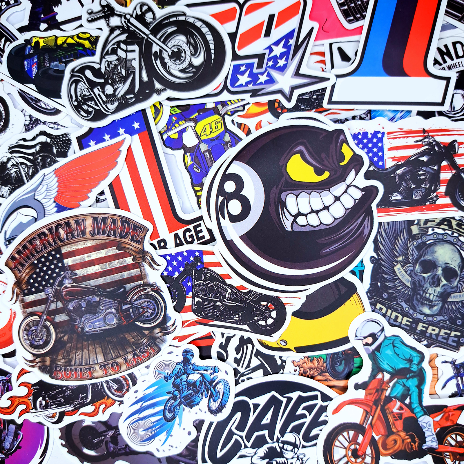 50 PCS Motorcycle Helmet Sticker Pack Biker Motorbike Chopper Stickers Gear