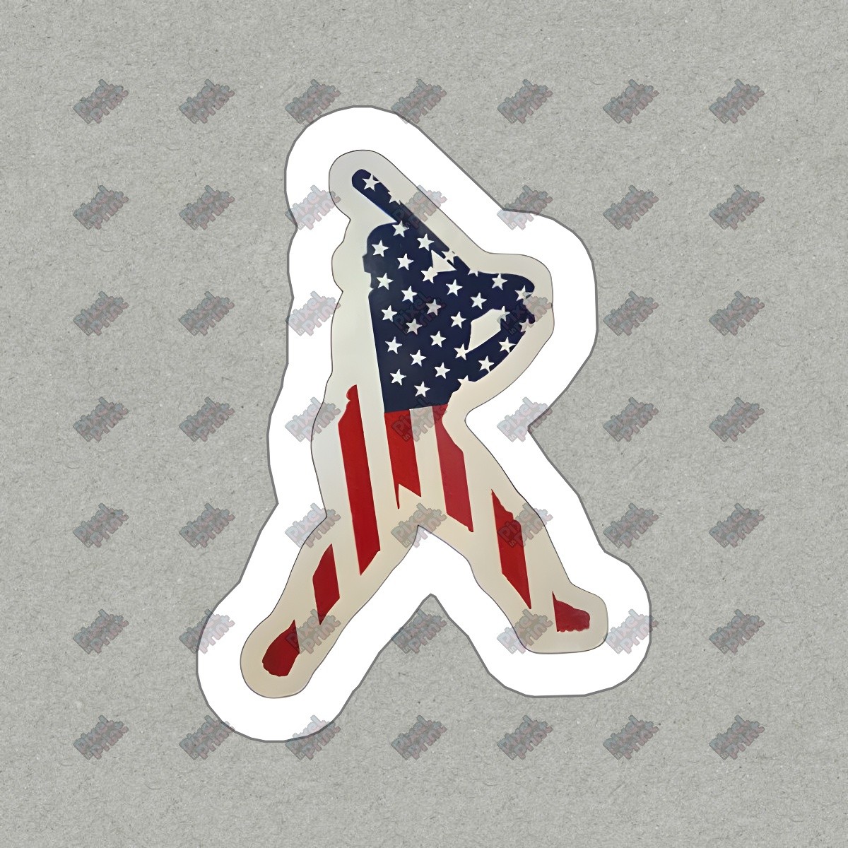Patriotic Vinyl Sticker Decal Baseball Player Silhouette with #723234