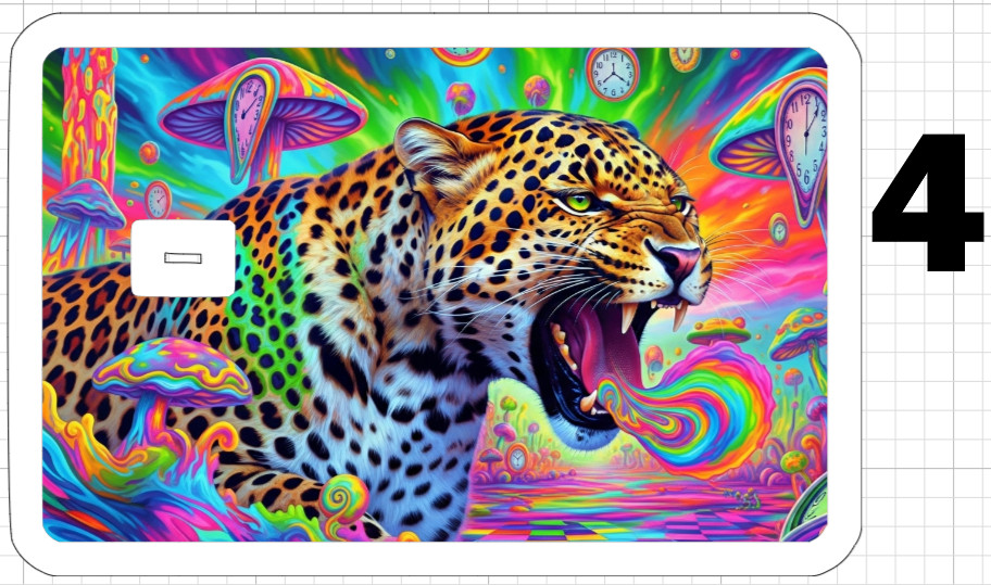 Acid Trip Leopard ATM Debit Credit Gift Card Sticker Skin Rainbow Neon Retro