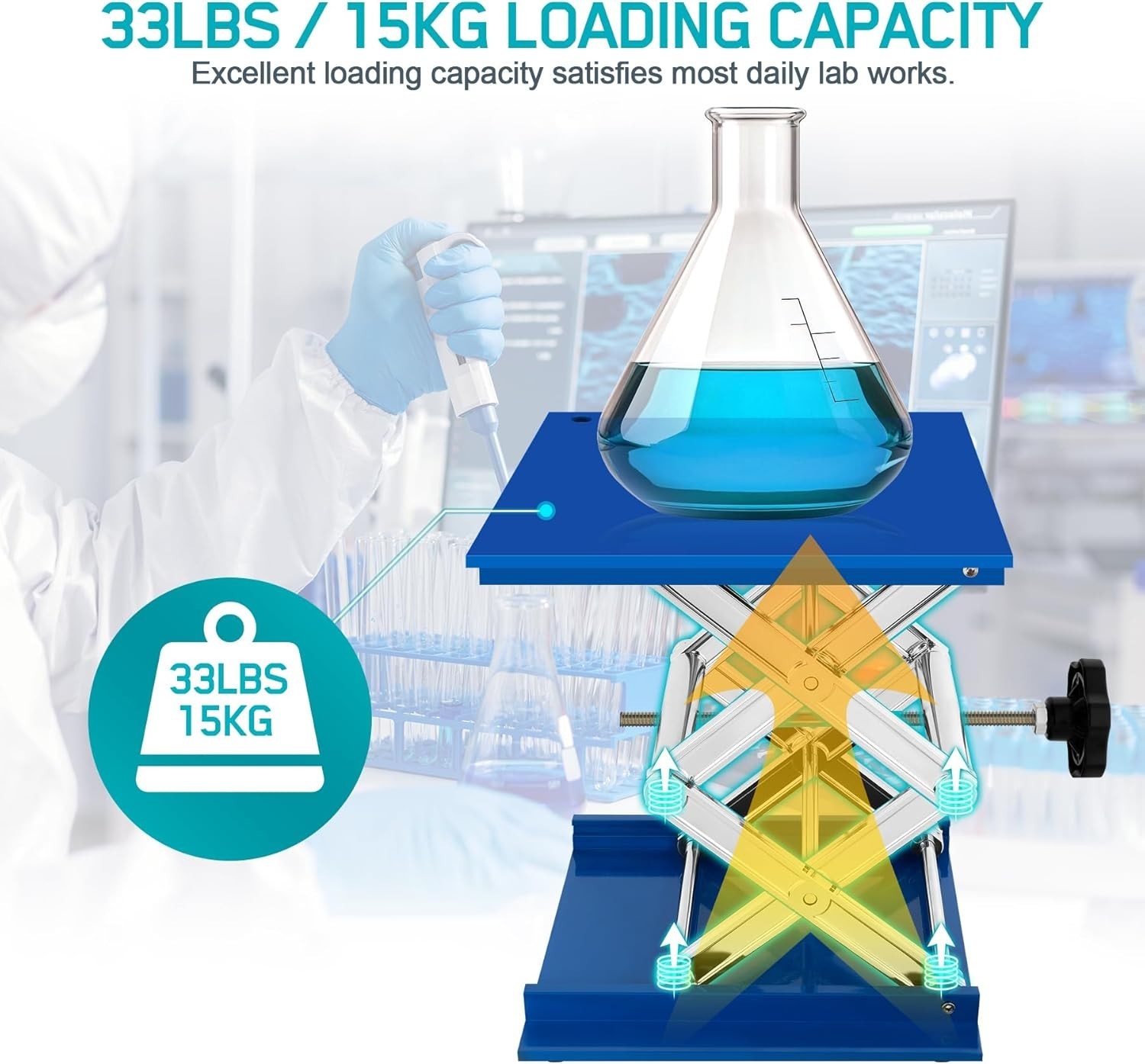 Jack Stand Platform 8″ x 8″, Laboratory Support Stand 200x200mm Manual Lab Lift