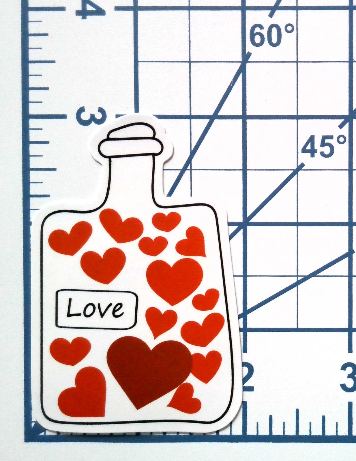 Love Potion Bottle Vinyl Sticker Red Heart Icons Romantic Valentine Decal