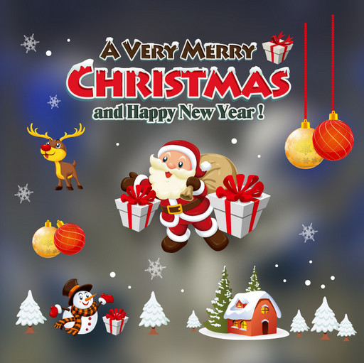 Merry Christmas Removable Tree Santa Claus Shop Window Wall Stickers Decor USA