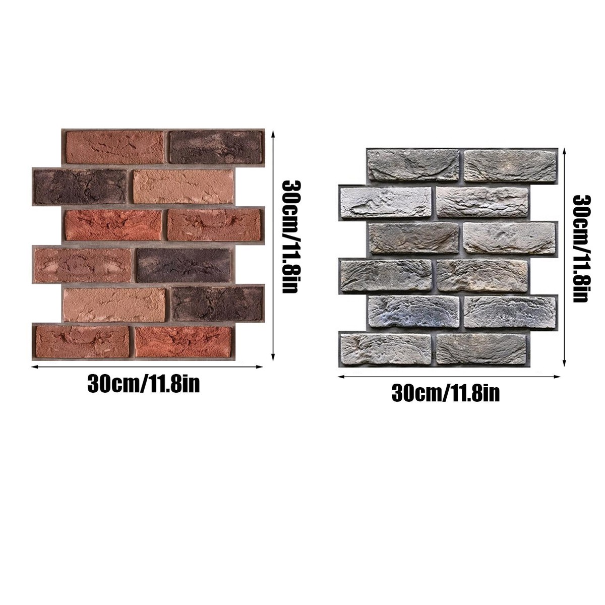 10Pack 3D Wall Panels Brown Grey Stick Brick Wallpaper Peel and Stick Faux Stone