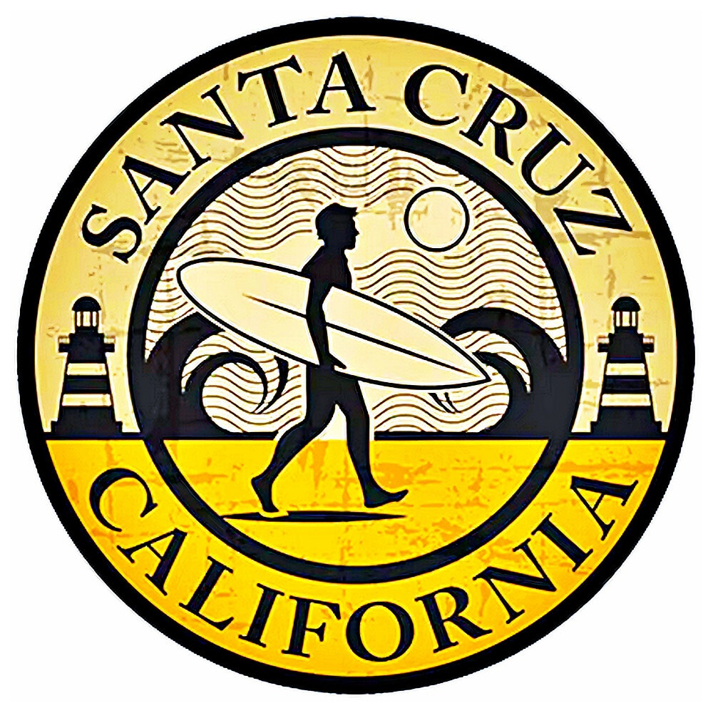 Santa Cruz Vintage Replica Surfer Sticker Decal Sign. Aqua Color 4 Sizes