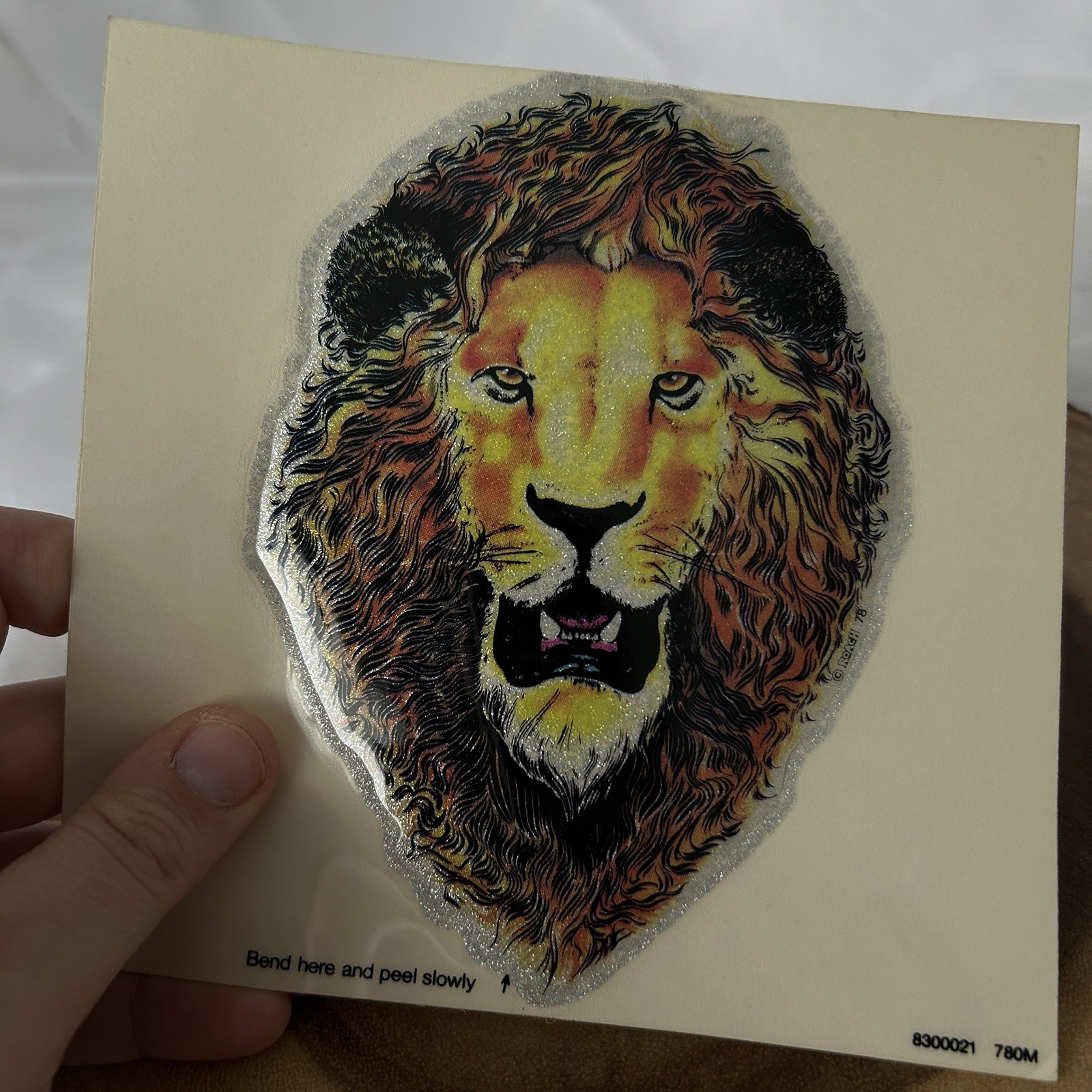 1980s Vintage Large Roach Brand Glitter Lion Sticker Decal New Old Stock NOS