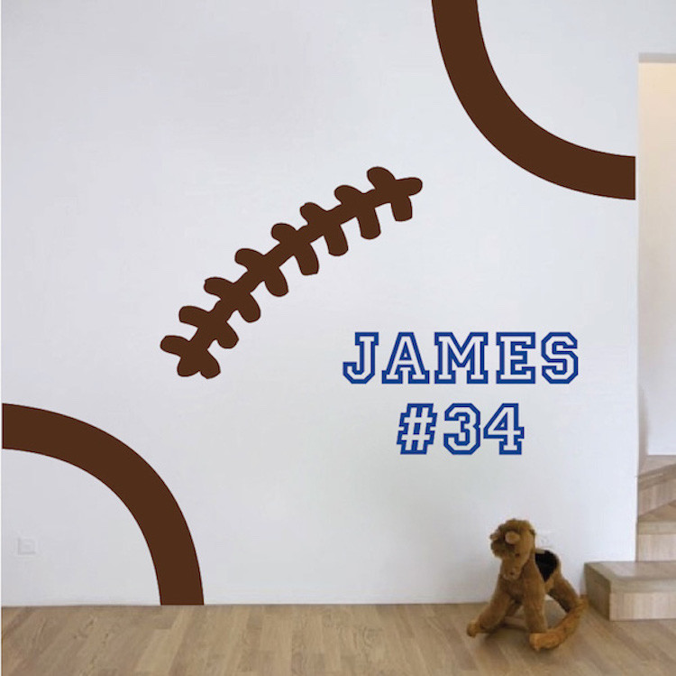 American Football Stitch Pattern Wall Decal Sports NFL Boys Room Wall Decal, s77