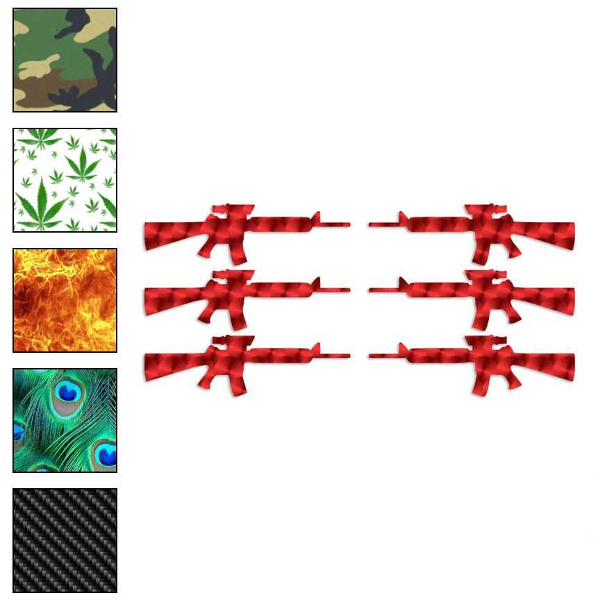 6 AR-15 Assault Rifle Gun, Vinyl Decal Sticker, 40 Patterns & 3 Sizes, #2979