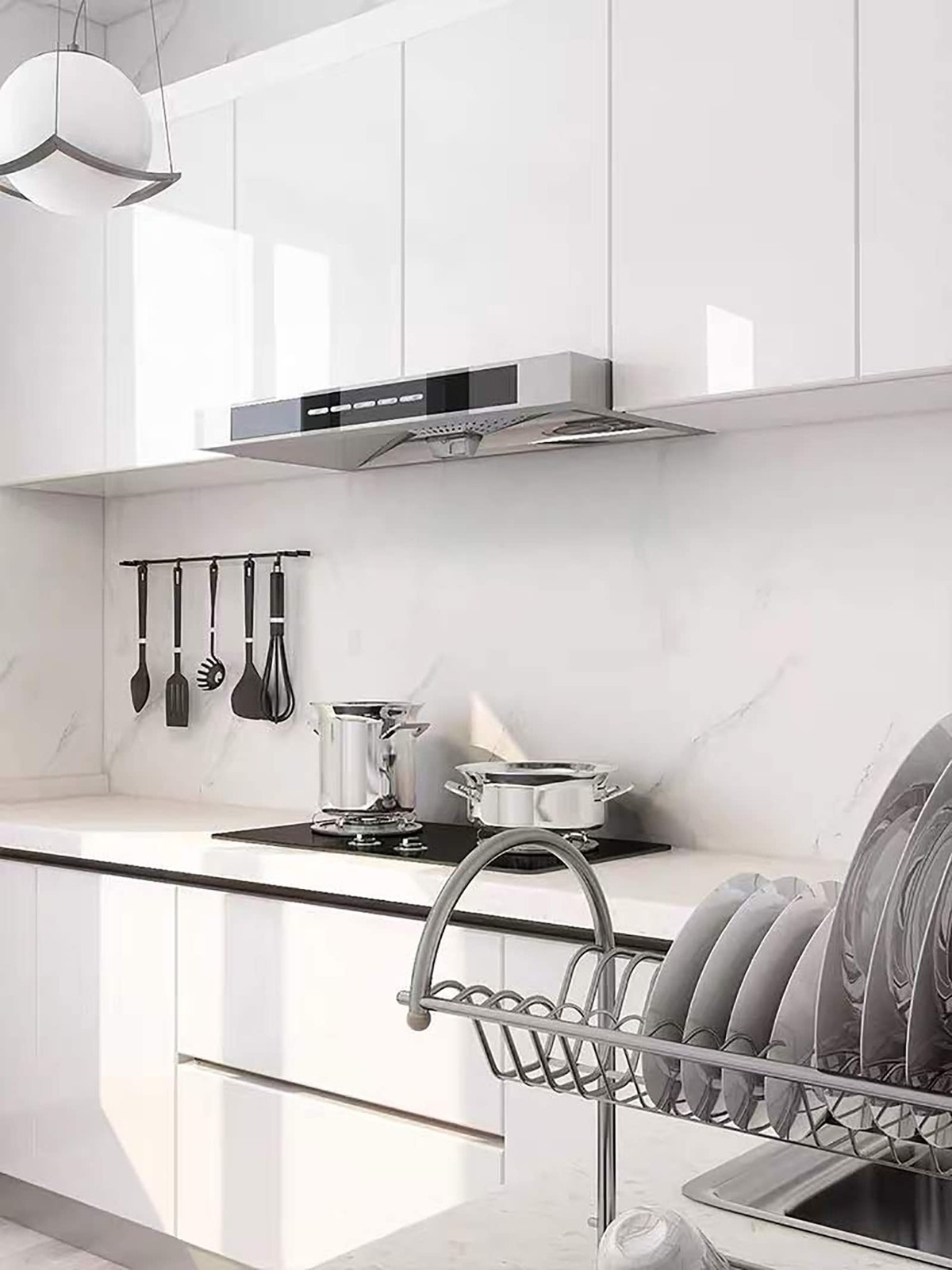 Contact Paper Glossy White for Countertops Removable Contact Paper White Peel…