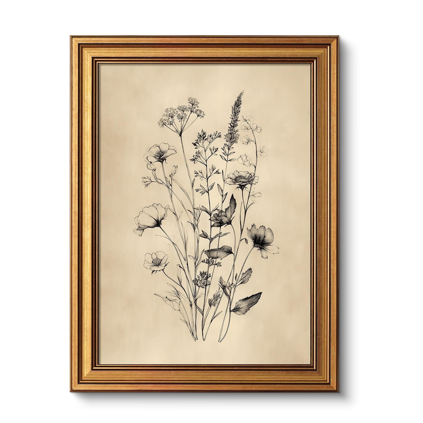 VIYYIEA Vintage Wildflower Sketch Rustic Farmhouse Wall Art Decor for Living …