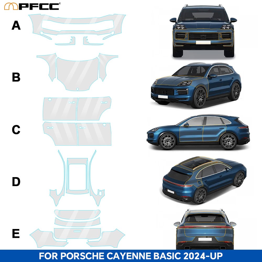 Full Car For Porsche Cayenne Basic 2024-UP Precut Paint Protection Film PPF TPU