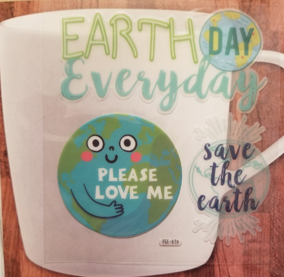 Earth Day Ceraminc Stickers Create your Own Mug 3 Pieces Save The Earth DIY