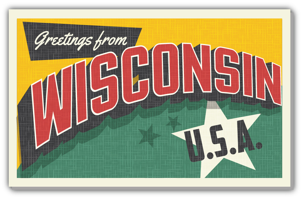 Wisconsin USA State Vintage Emblem Car Bumper Sticker Decal