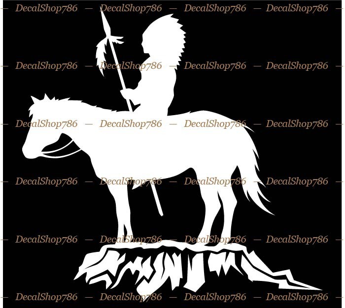 Native American Indian Warrior on Horse – Car Vinyl Die-Cut Peel N’ Stick Decals