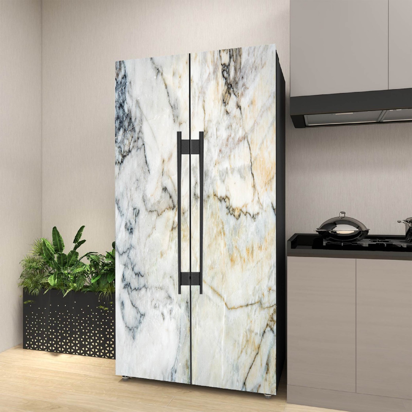 Marble Fridge Wrap Custom Fit, Peel and Stick Vinyl