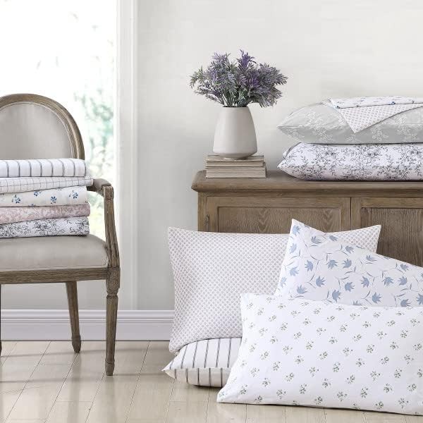 Queen Sheets, Cotton Percale Queen, Trenton Stripe Green