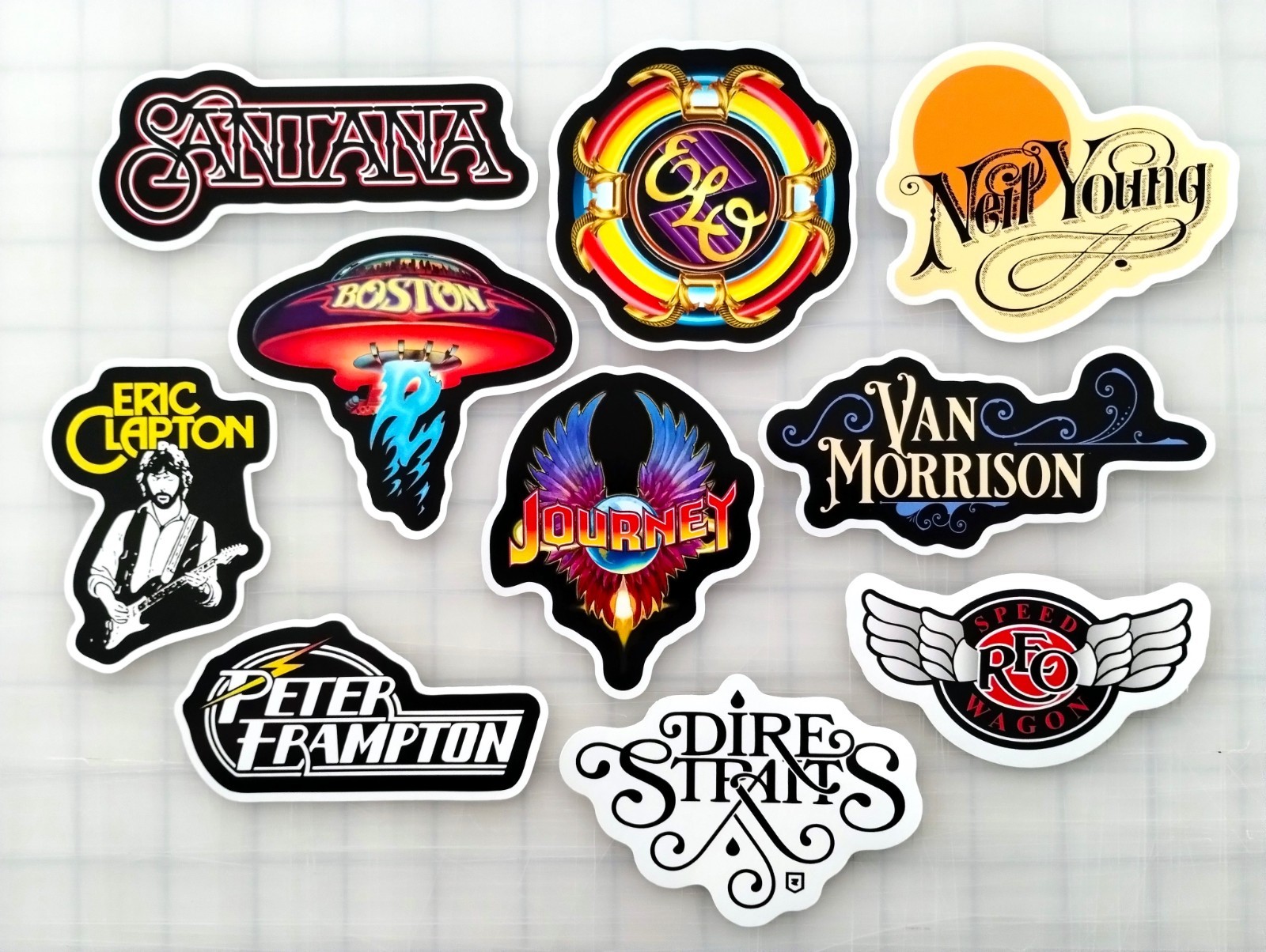 Classic Rock Vinyl Sticker Lot (10 Stickers) SET 5 santana neil young journey