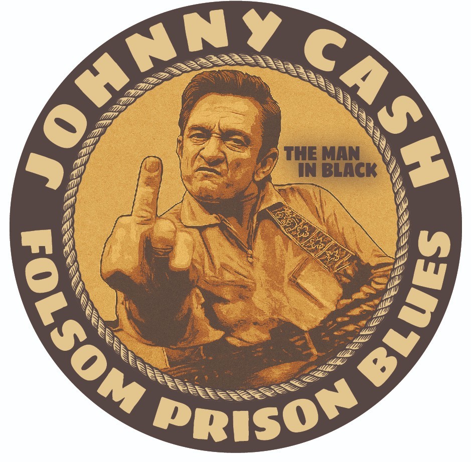 Johnny Cash Sticker Folsom Prison Blues Retro Country Music Vinyl Decal Guitar