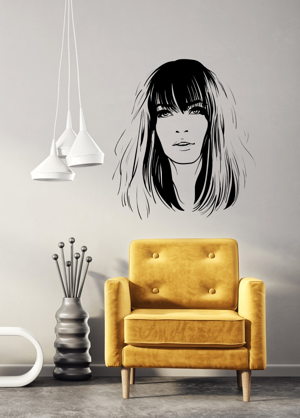 Beautiful Face Decal Hair Salon Women Wall Removable Sticker Room Décor AA017