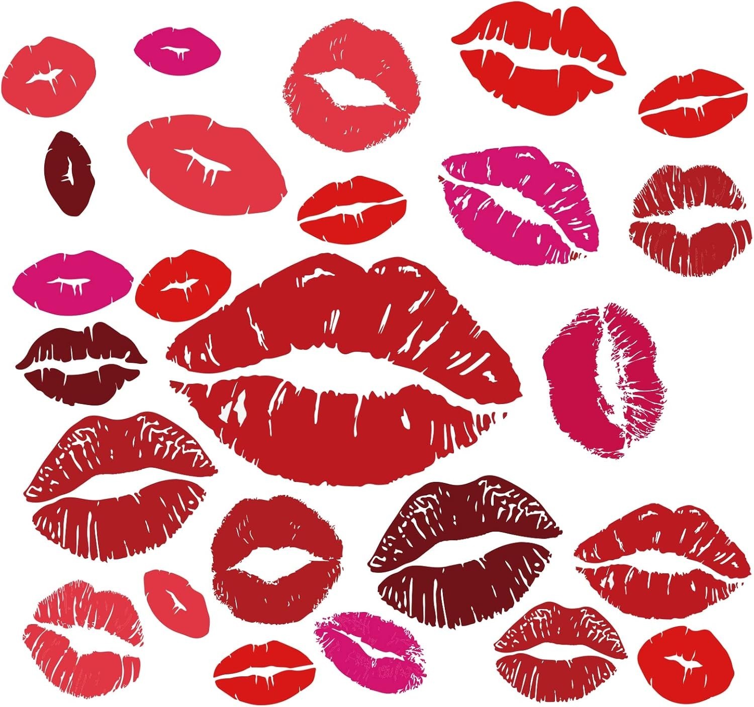 Stylish Red Lips Wall Decor – 25PCS Romantic Stickers for Youthful Spaces