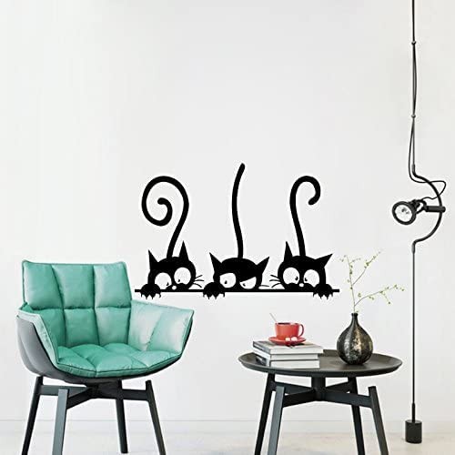 Wall PVC Wall Sticker Decal Quote Art Vinyl Cat Pattern 8”×12′ Black