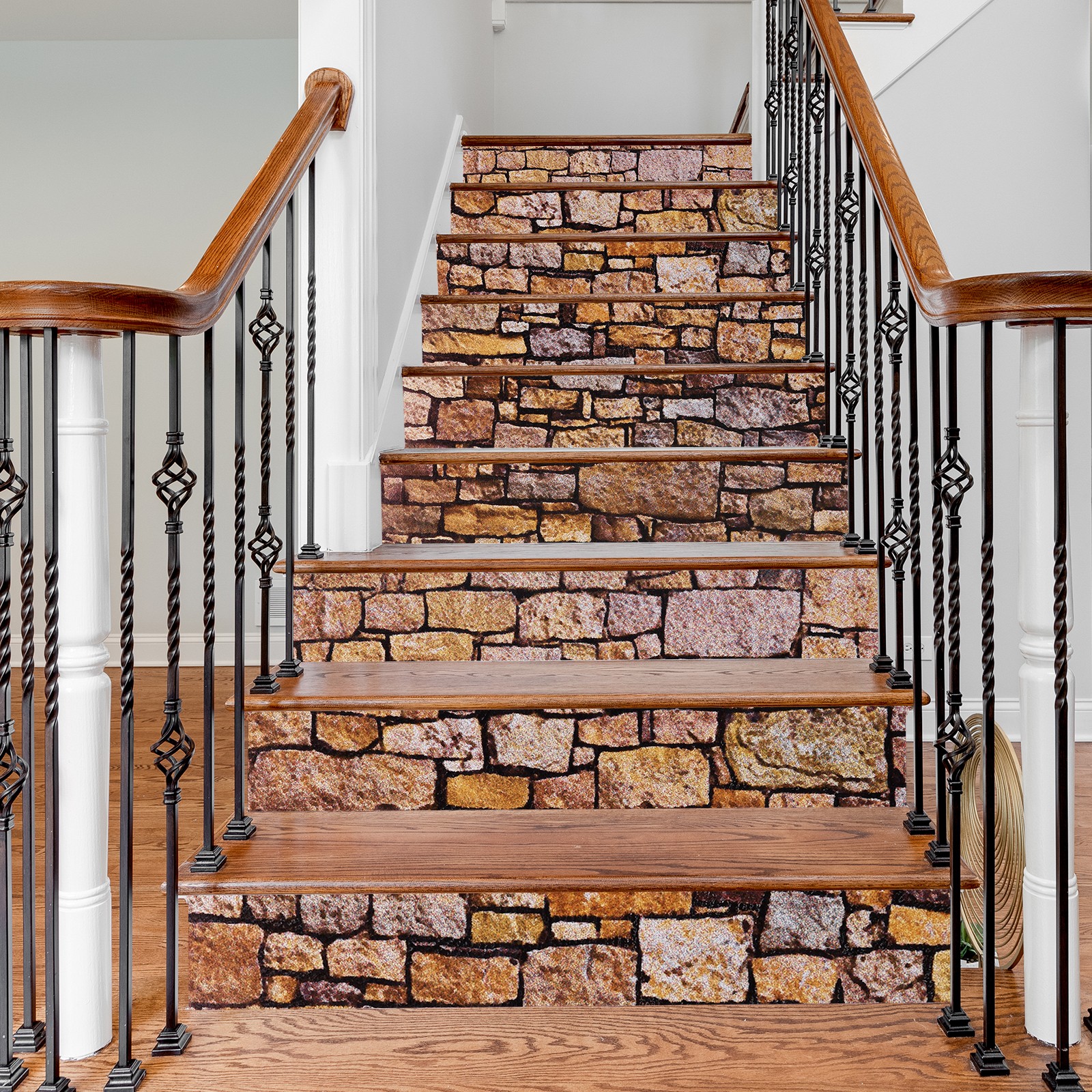 6 Packs Stair Stickers 39″x7″ Self-Adhesive Staircase Decals Stone Pattern