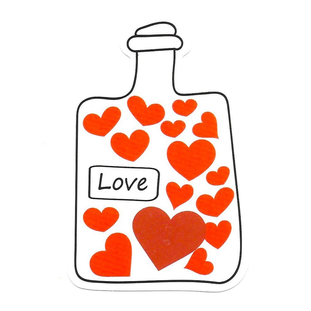 Love Potion Bottle Vinyl Sticker Red Heart Icons Romantic Valentine Decal