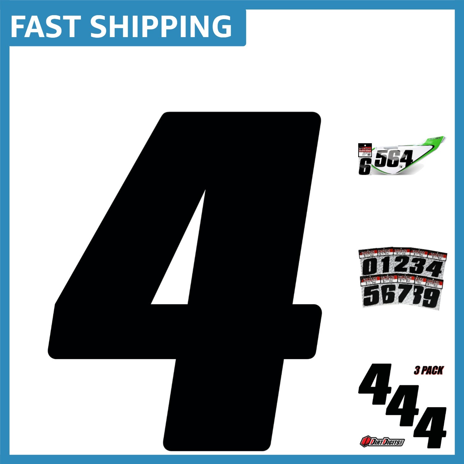 Durable 3 Pack of High-Gloss 5.5″ Vinyl Number 4 – Perfect for Racing Events