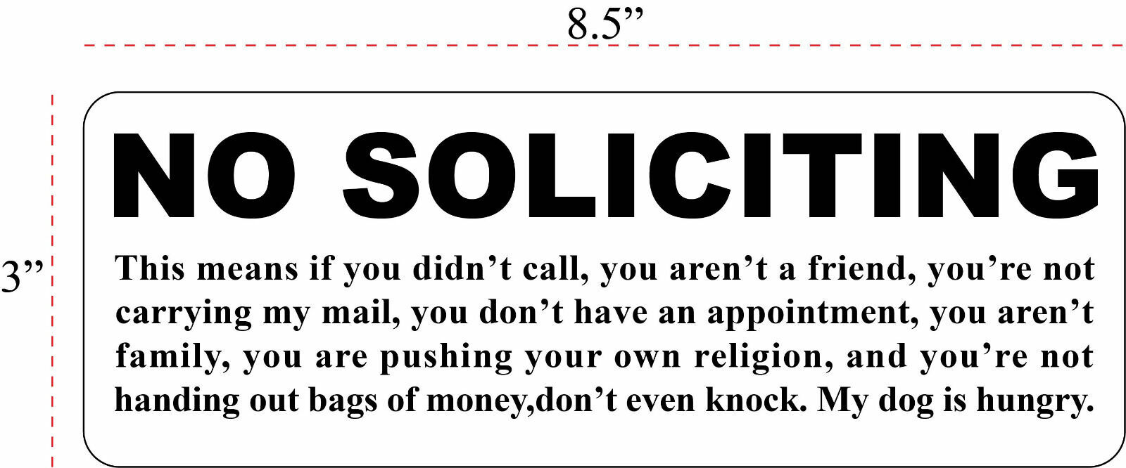 No Soliciting Vinyl Sign Sales Trespassers Decal Sticker Funny Novelty Warning