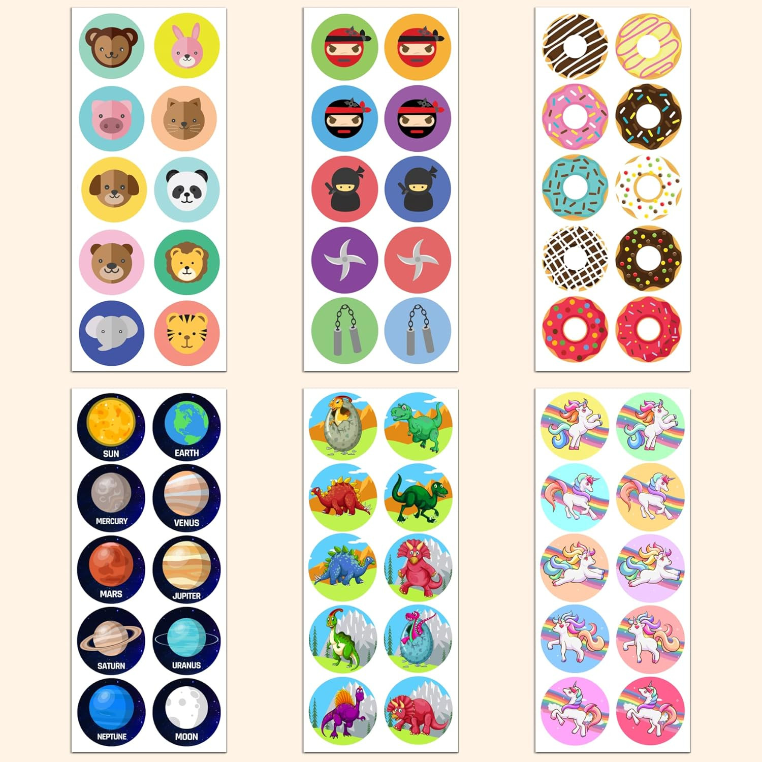 Planet Solar System Stickers, 1.5″ – 20 Sheets, 200 Stickers