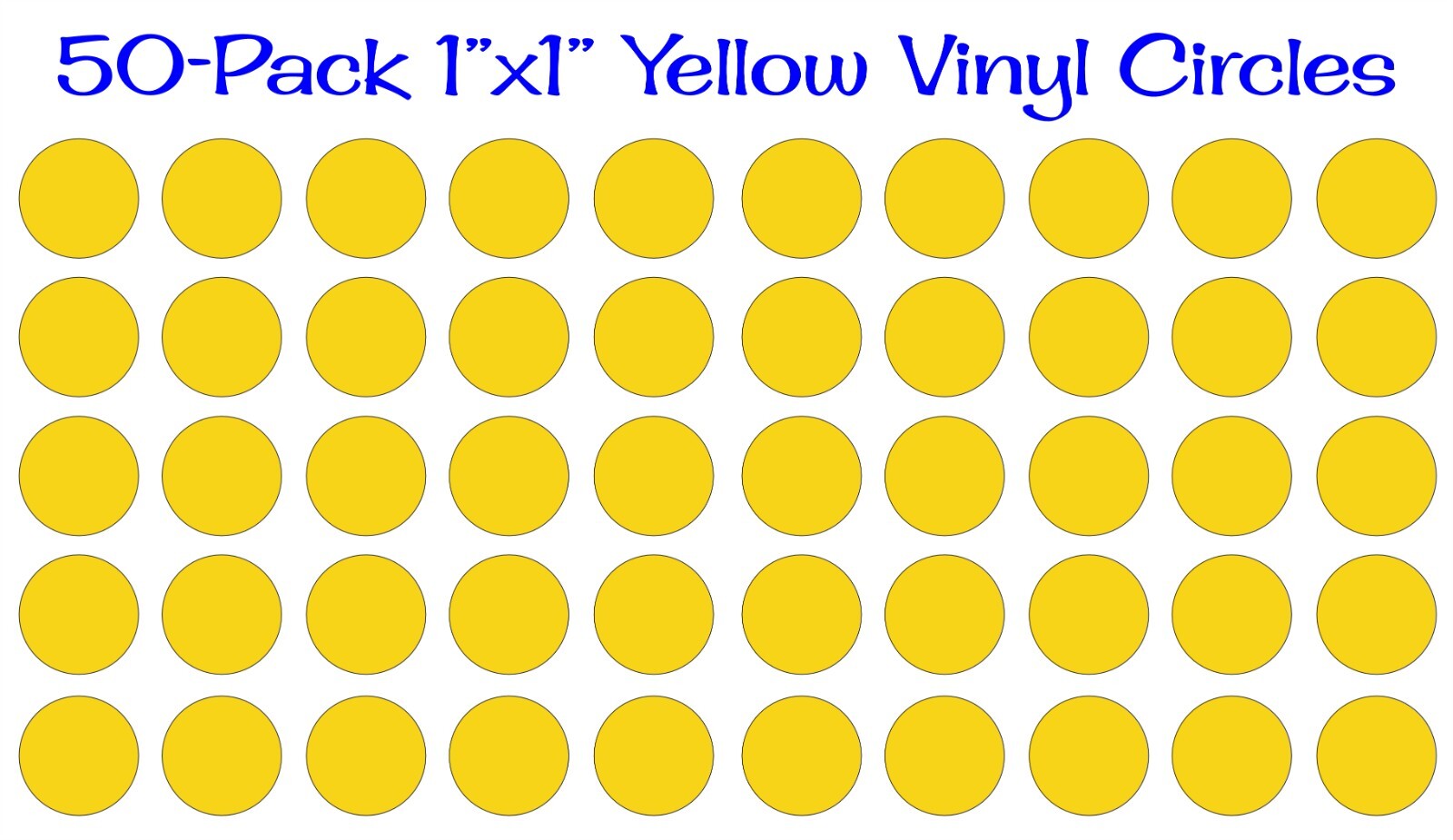 50 pack – 1″x1″ Round Yellow Vinyl Stickers / Decals Circles Polka Dots Die Cut