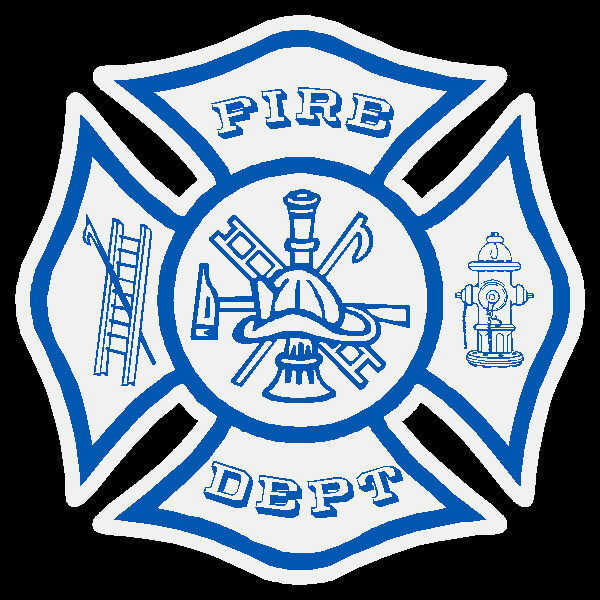 Blue Reflective Maltese Cross Fire Helmet Car Decal multiple sizes