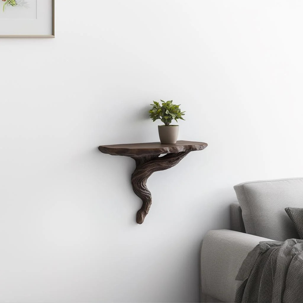 Twisted Root Wall Shelf | Organic Floating Shelf for Plants | 3D Printed Tree