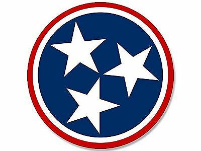 ROUND Tennessee 3 Stars Logo Bumper Sticker Decal 4″ Circle