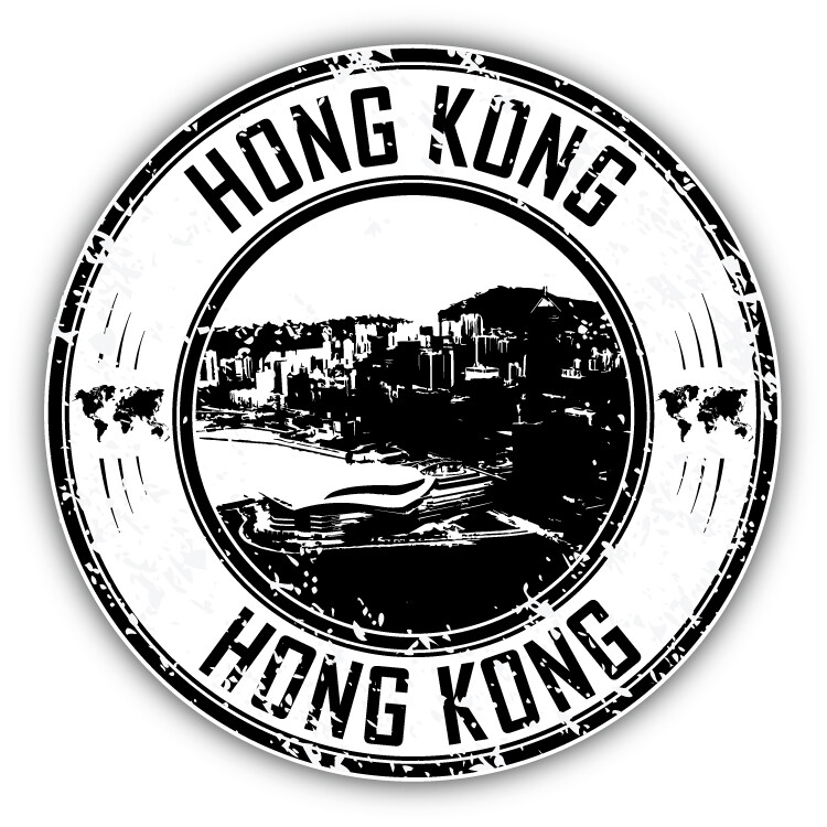 Hong Kong Grunge Rubber Stamp Travel Car Bumper Sticker Decal