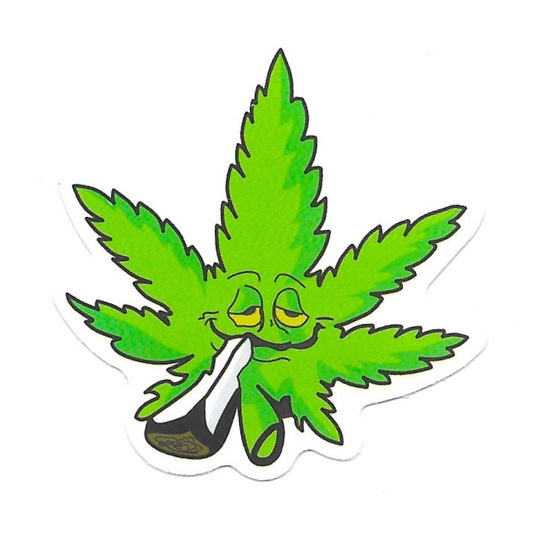 Sleepy Pot Leaf Vinyl Sticker Smoking Blunt Weed Decal Funny 420 Stoner Gift Art