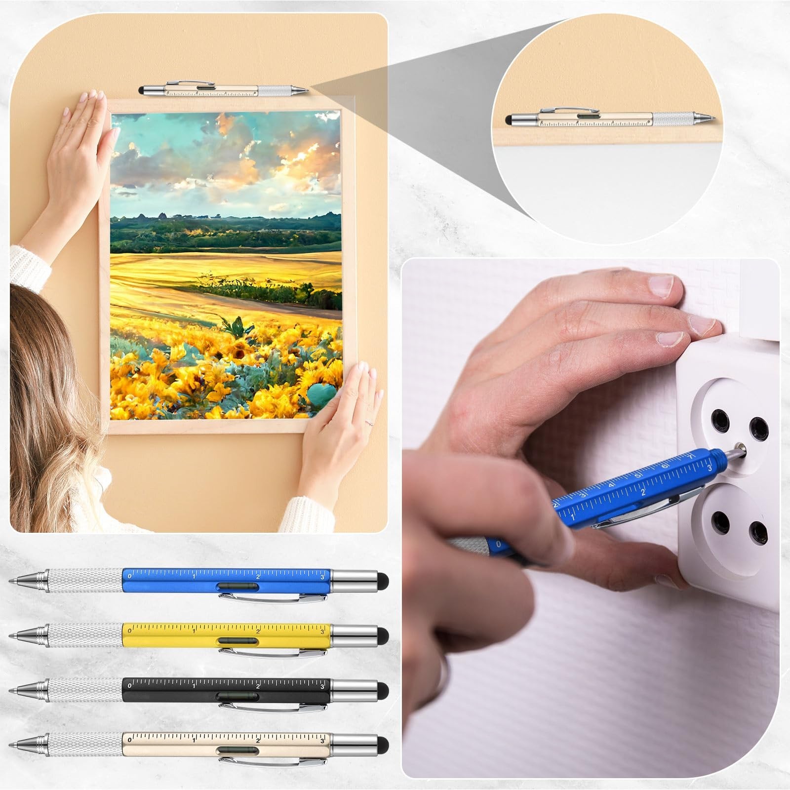 Yeaqee 40 Pcs Valentines Men Gifts:6 in 1 Multi Tool Pens with Refills Ruler …