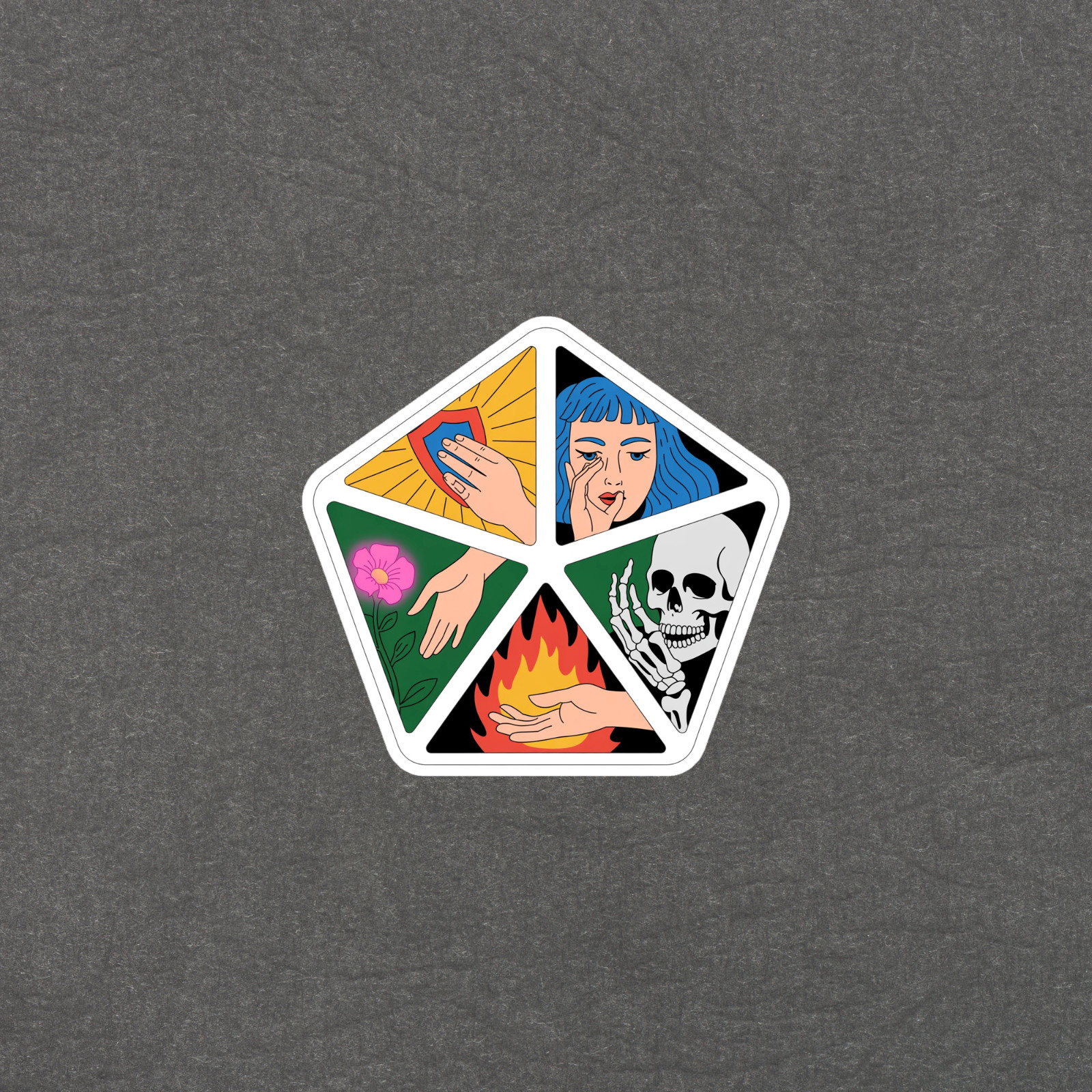 Mystical Elements Pentagonal Vinyl Sticker Artistic Metaphysical Design #6347